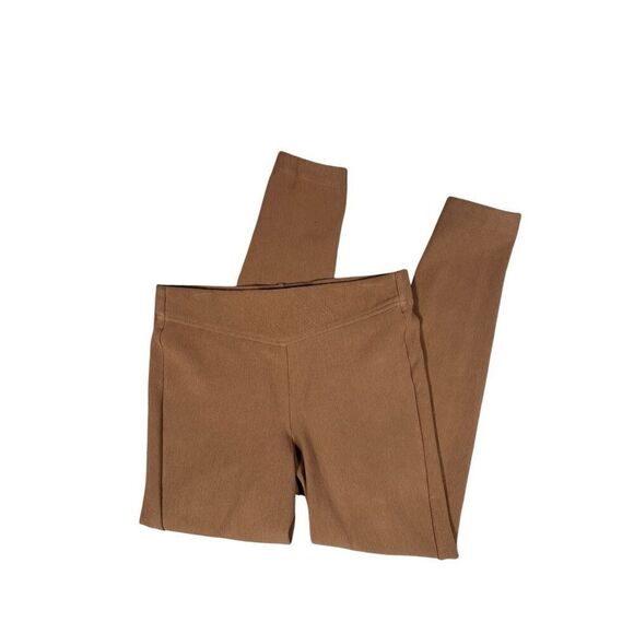 J. McLaughlin Pull On Tan Brown Ribbed Knit Skinny Pants Elastic Cuffs Cotton M - Picture 2 of 11
